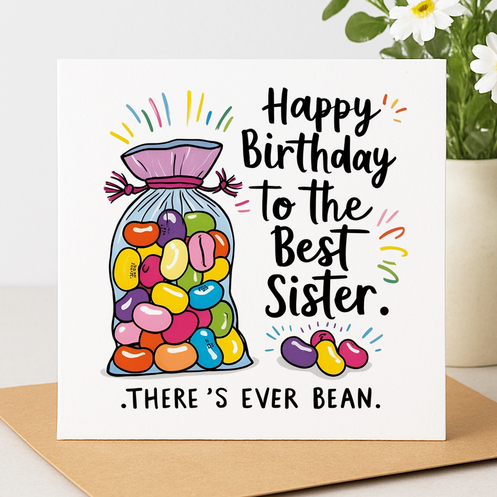 Best Sister Jelly Bean Birthday Card