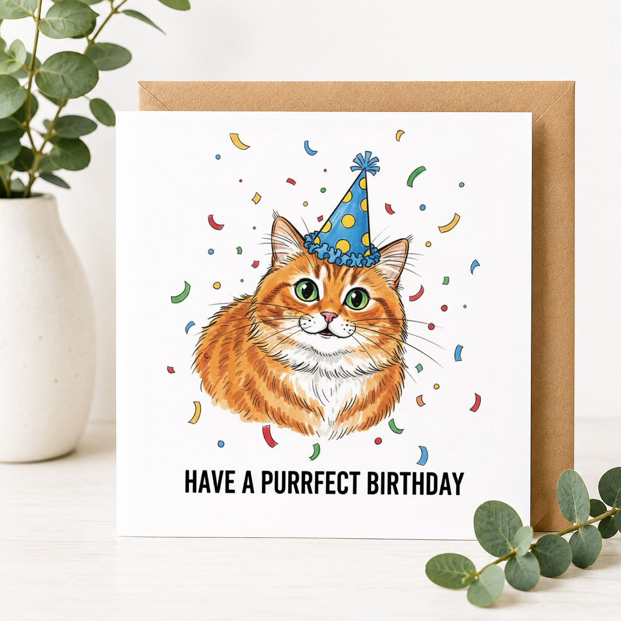 Cat Birthday Card – Have a Purrfect Birthday!