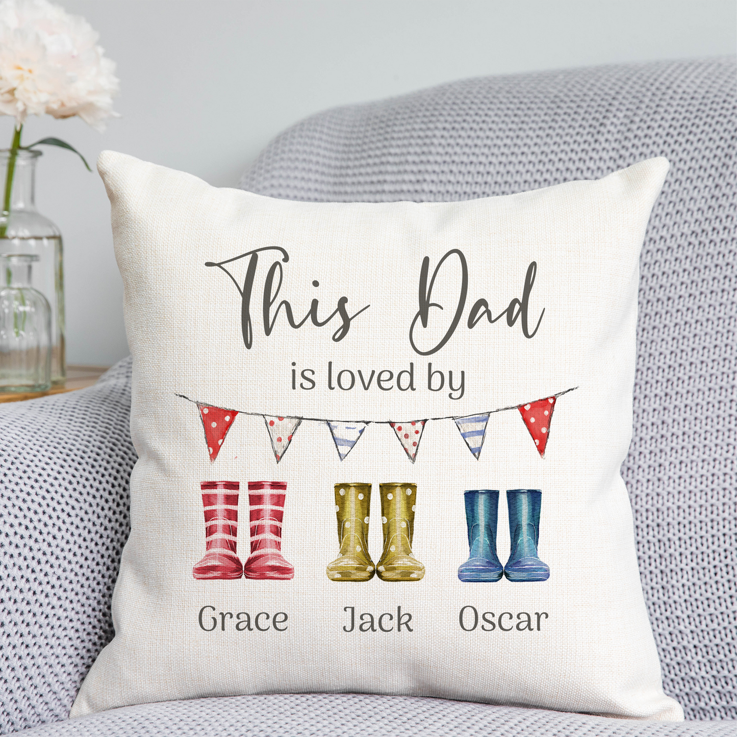 Wellington Boot 'Daddy is loved by' Cushion