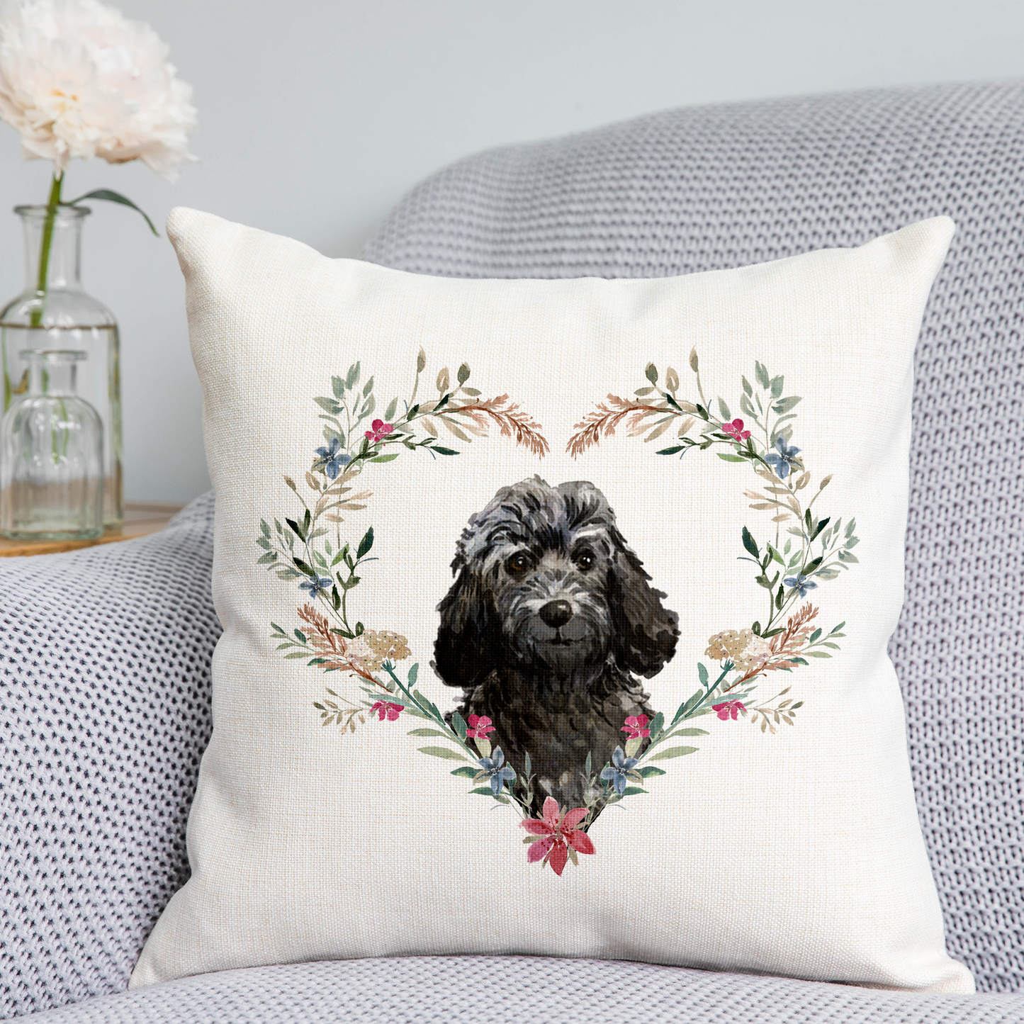 Floral Cockapoo Cushion