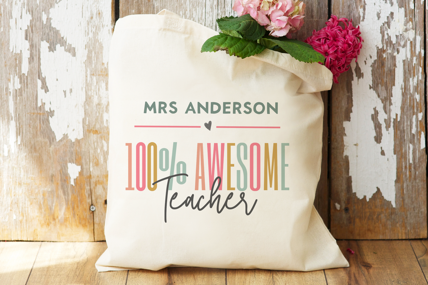 100% Awesome Teacher Tote Bag