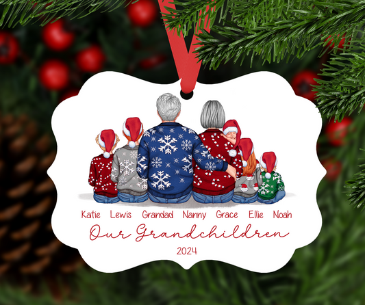 Personalised Grandchildren Bauble Long