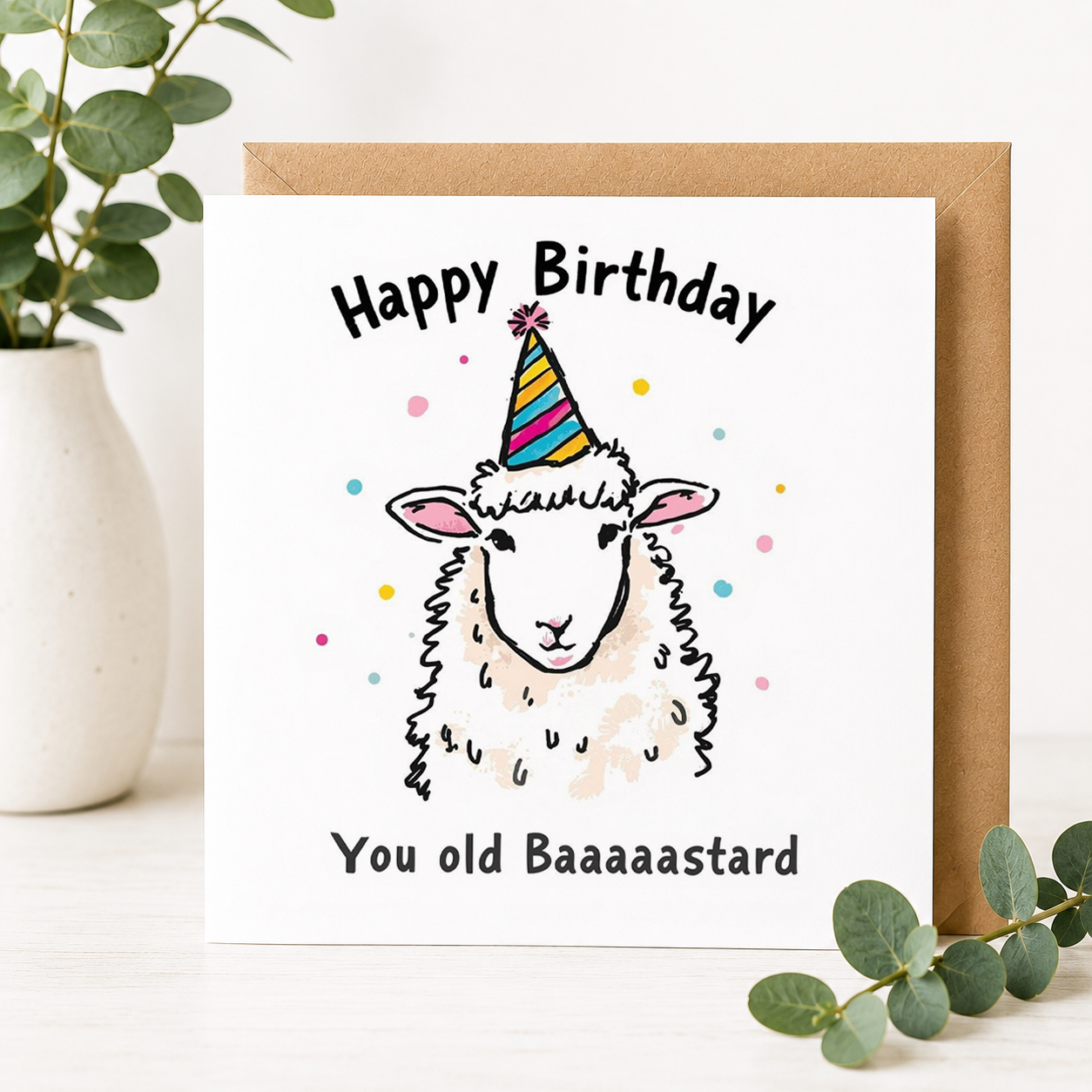 Funny Sheep Birthday Card – You Old Baaaastard!
