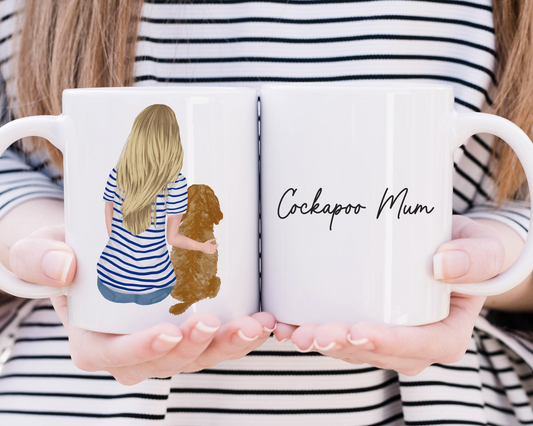 Customisable Lady & Cockapoo Mug