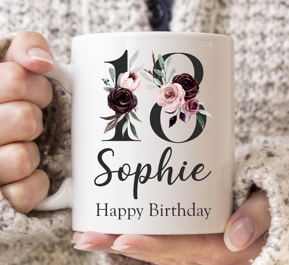 Floral 18th Birthday Mug