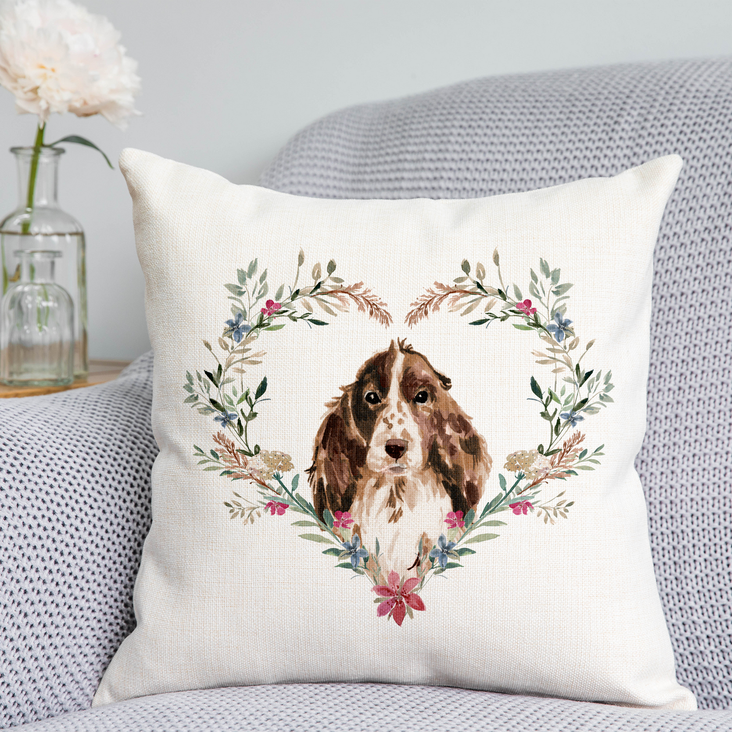 Floral Cocker Spaniel Cushion