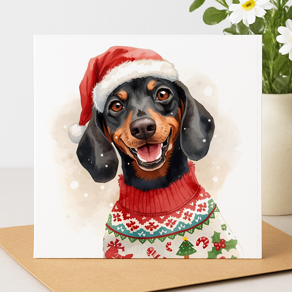 Dachshund Christmas Card