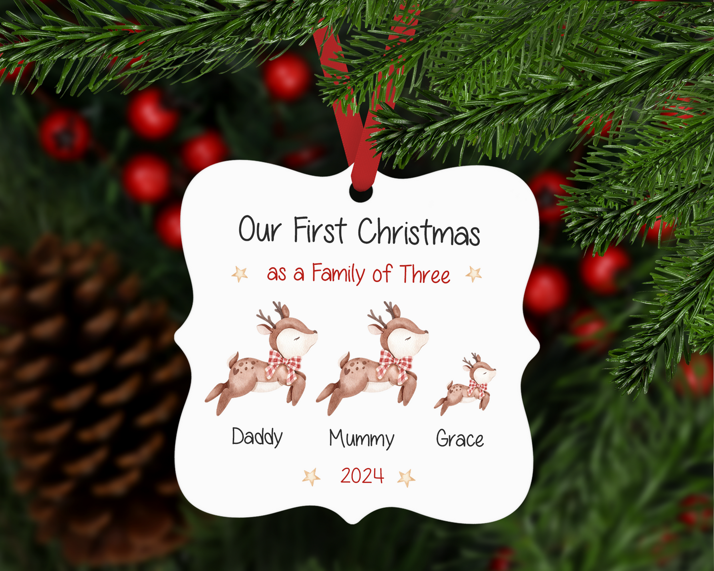 1st Christmas Reindeer Family Bauble