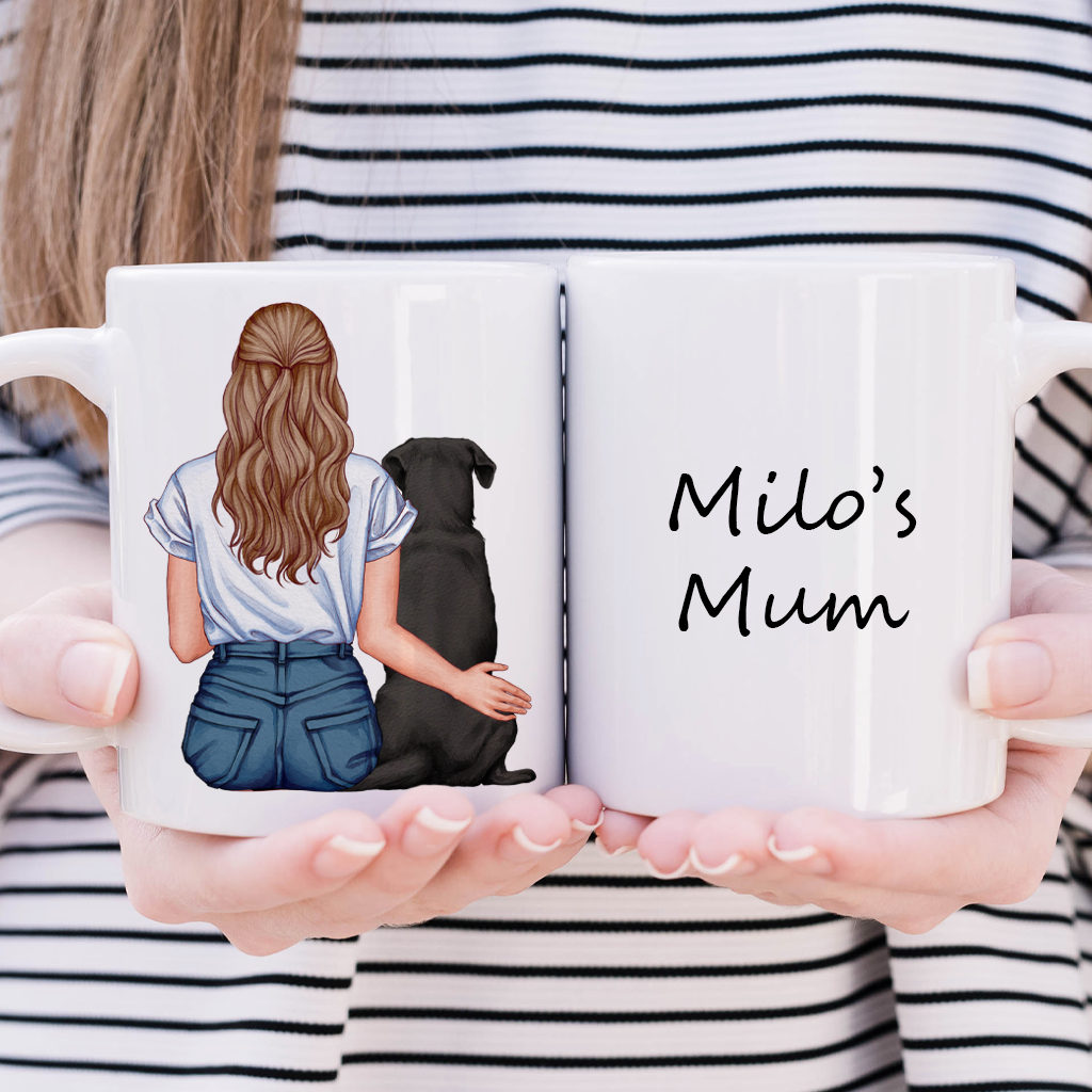 Customisable Lady & Dog Mug