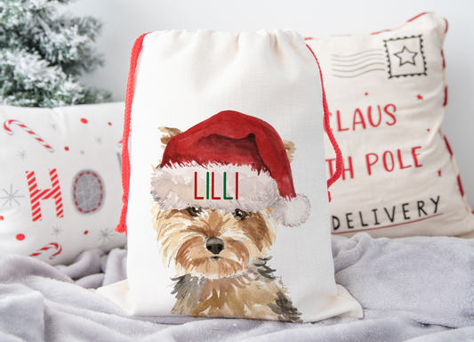 Personalised Yorkshire Terrier Christmas Sack