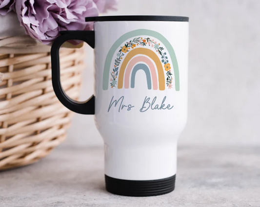 Personalised Tacher Rainbow Travel Mug