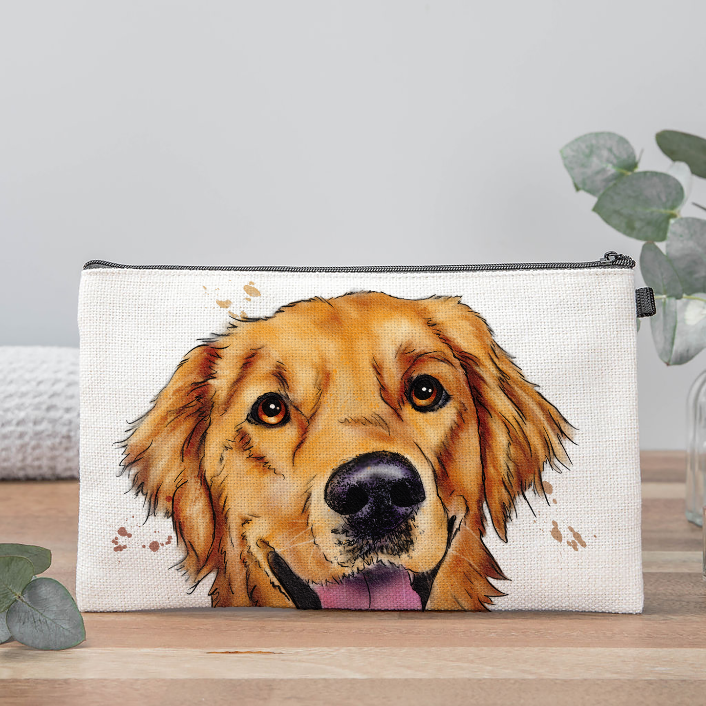 Golden Retriever Makeup Bag