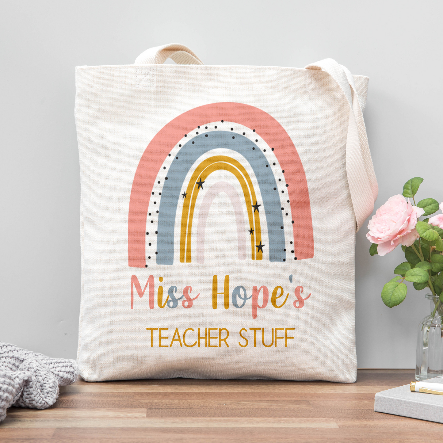 Rainbow Teacher Tote Bag