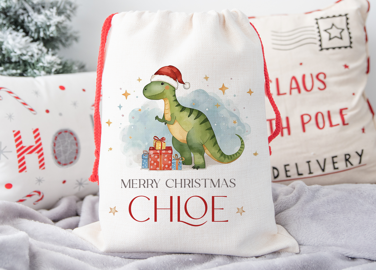 Personalised Dinosaur Christmas Sack