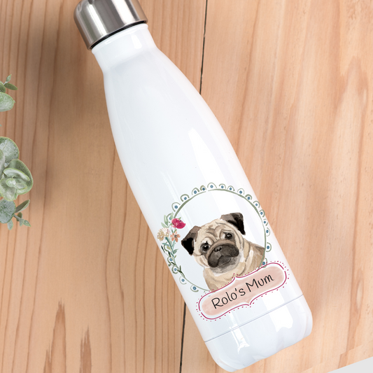 Personalised Pug Drinks Bottle