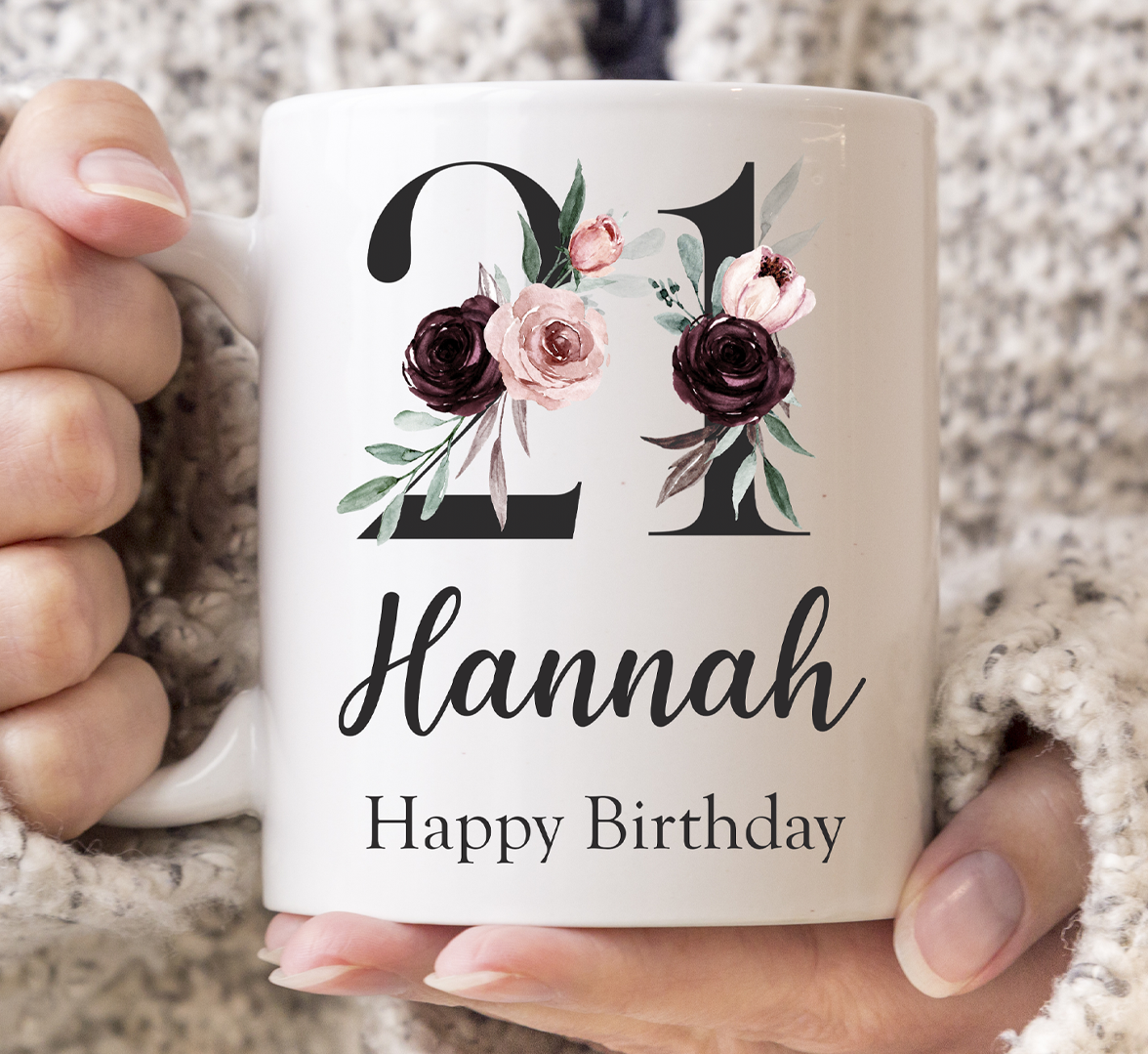 Floral 21st Birthday Mug