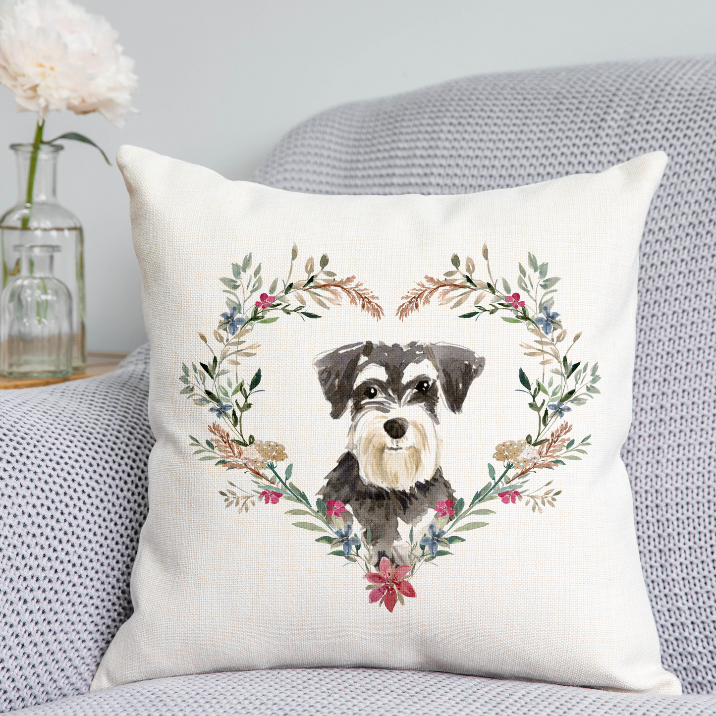 Floral Schnauzer Cushion