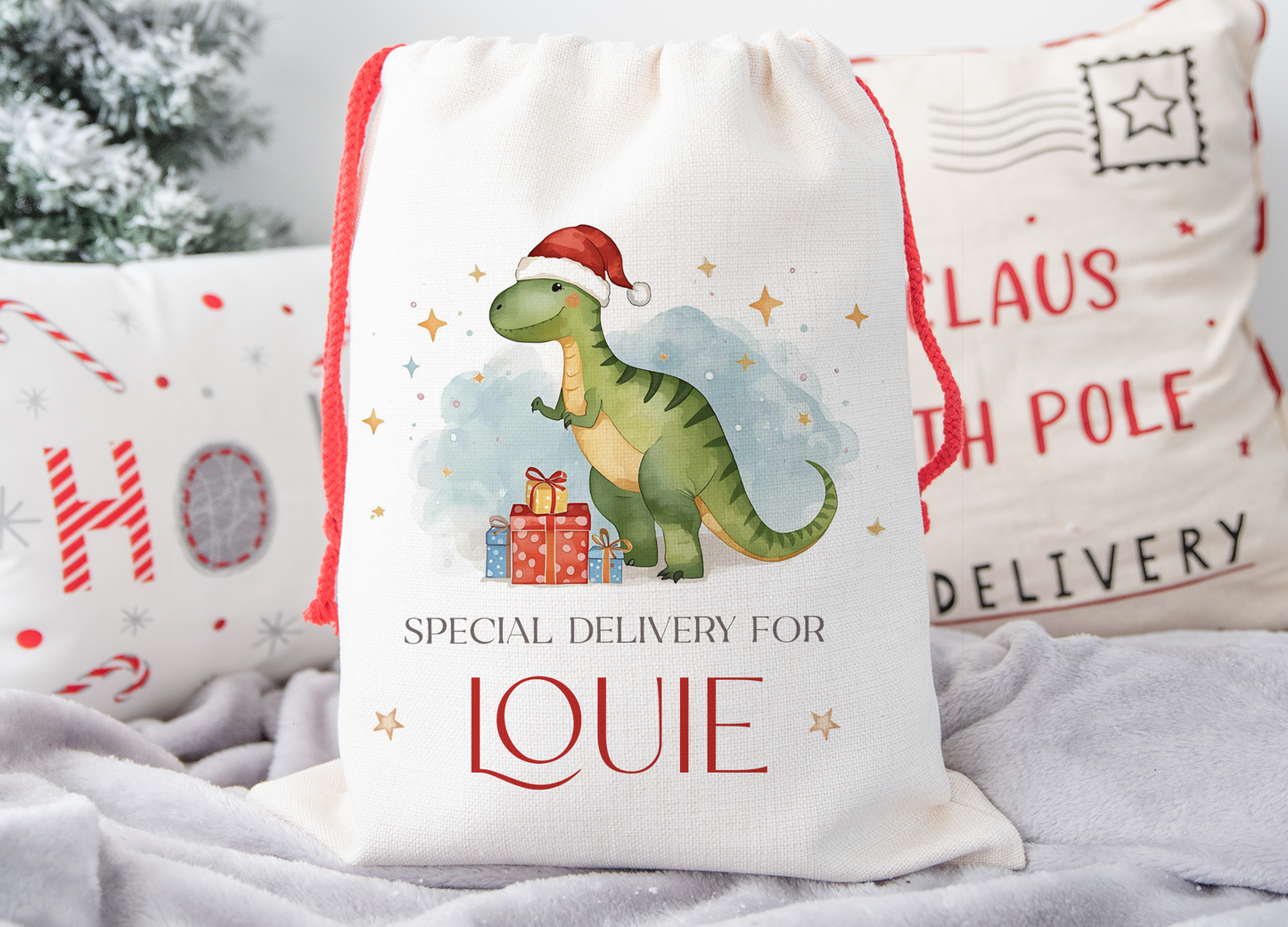 Personalised Dinosaur Christmas Sack