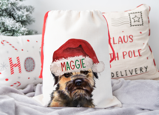 Personalised Border Terrier Christmas Sack