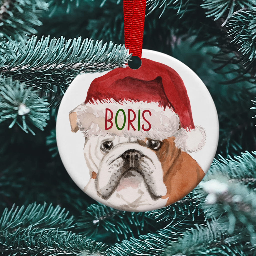 Bulldog Christmas Bauble