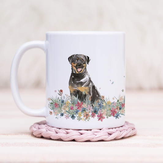 Rottweiler Floral Wrap Mug