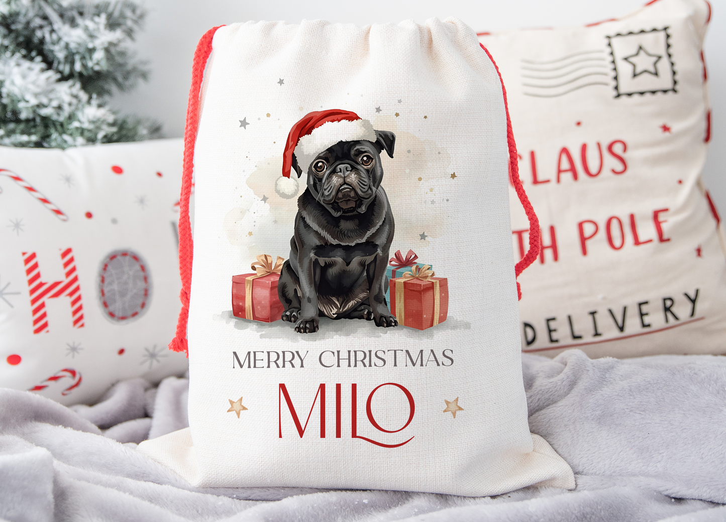 Pug Christmas Sack