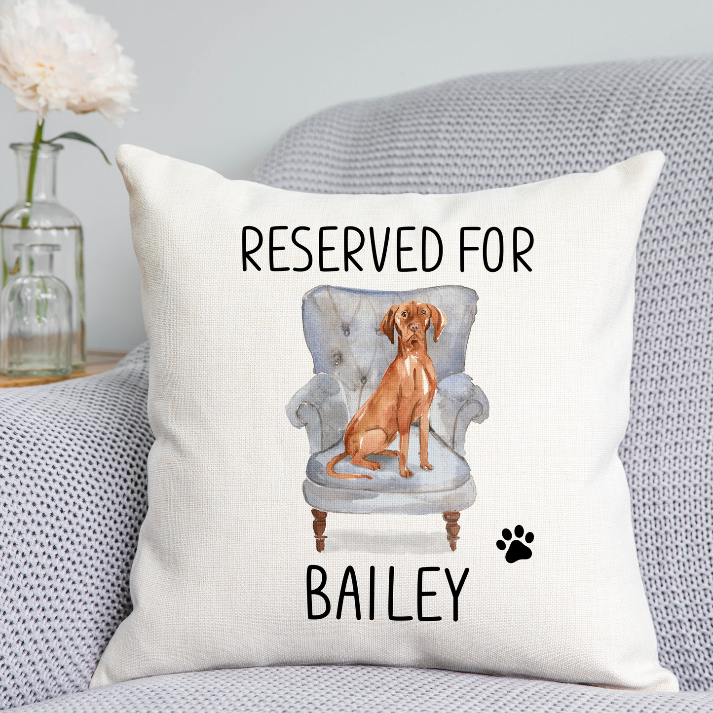 Vizsla Reserved For Dog Cushion