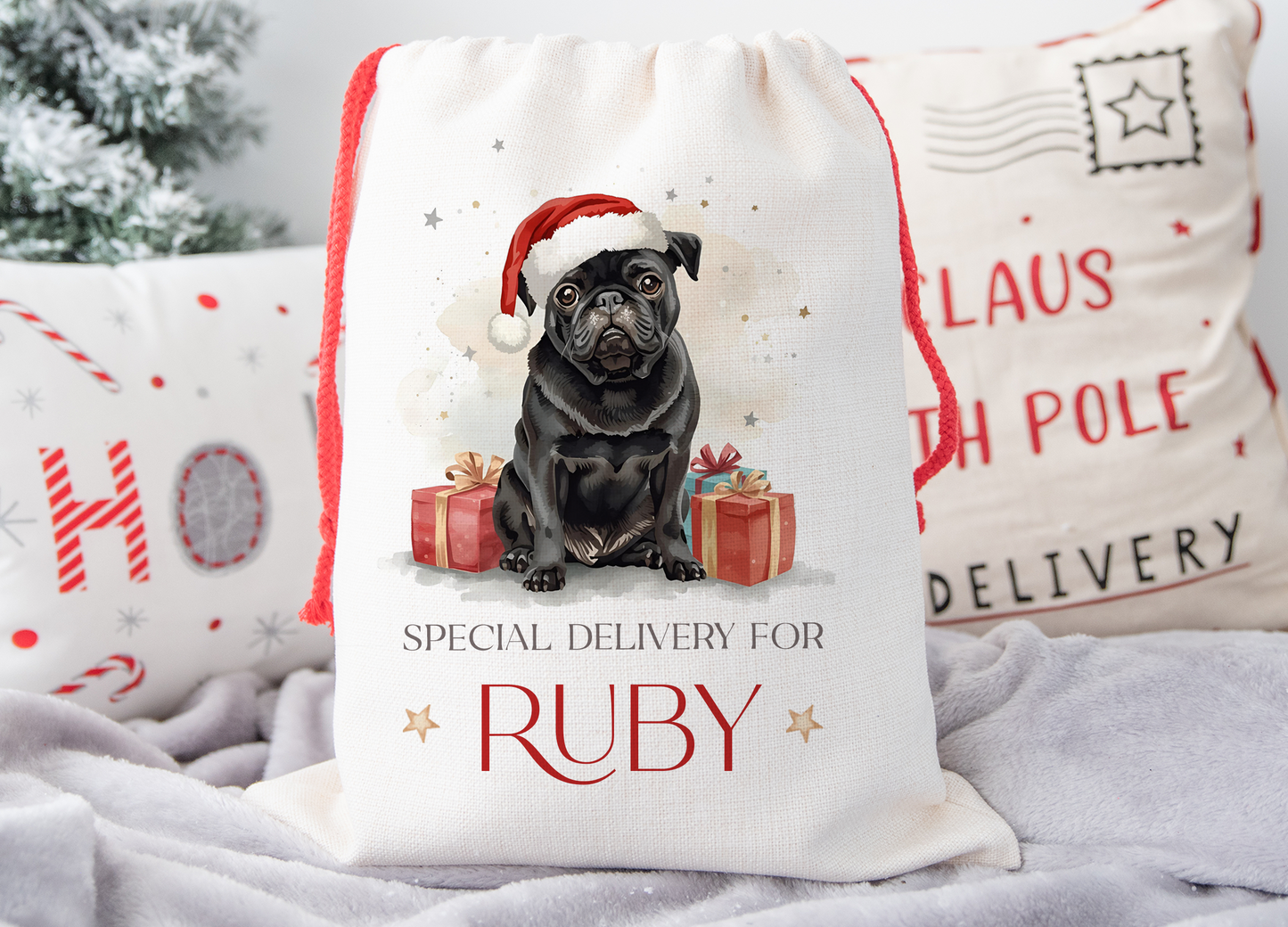 Pug Christmas Sack