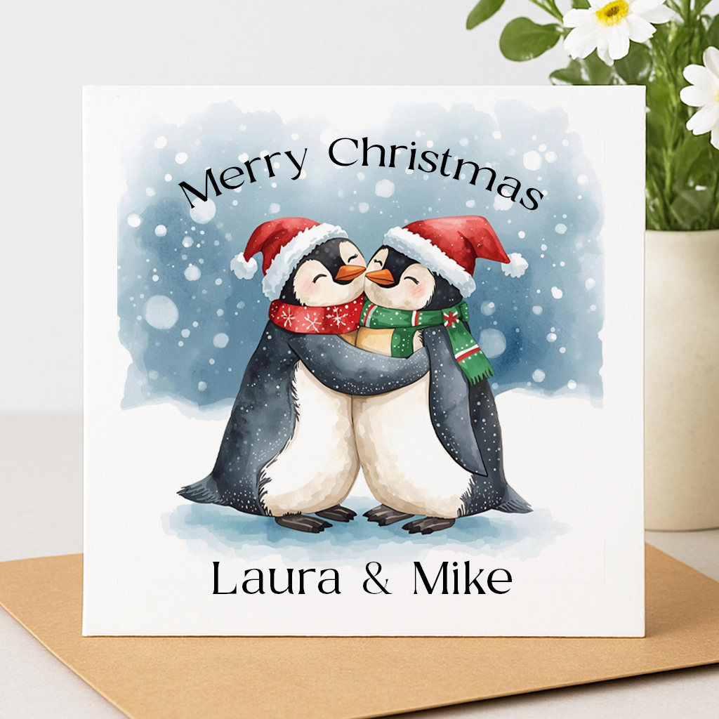 Personalised Penguin Christmas Card