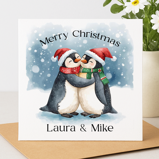 Personalised Penguin Christmas Card