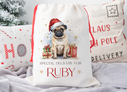 Pug Christmas Sack