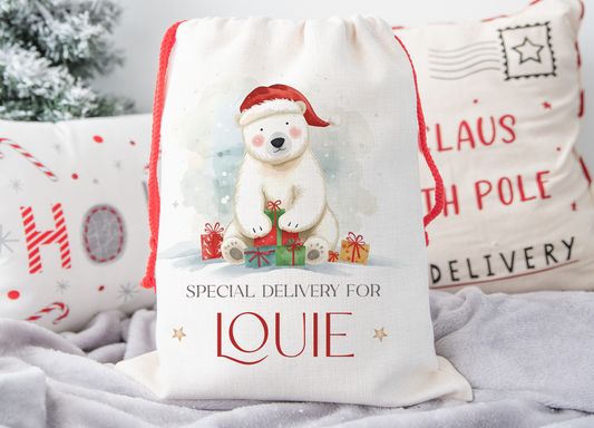 Personalised Polar Bear Christmas Sack