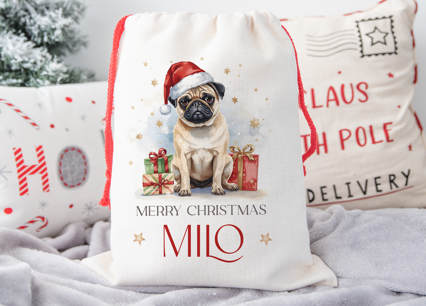 Pug Christmas Sack