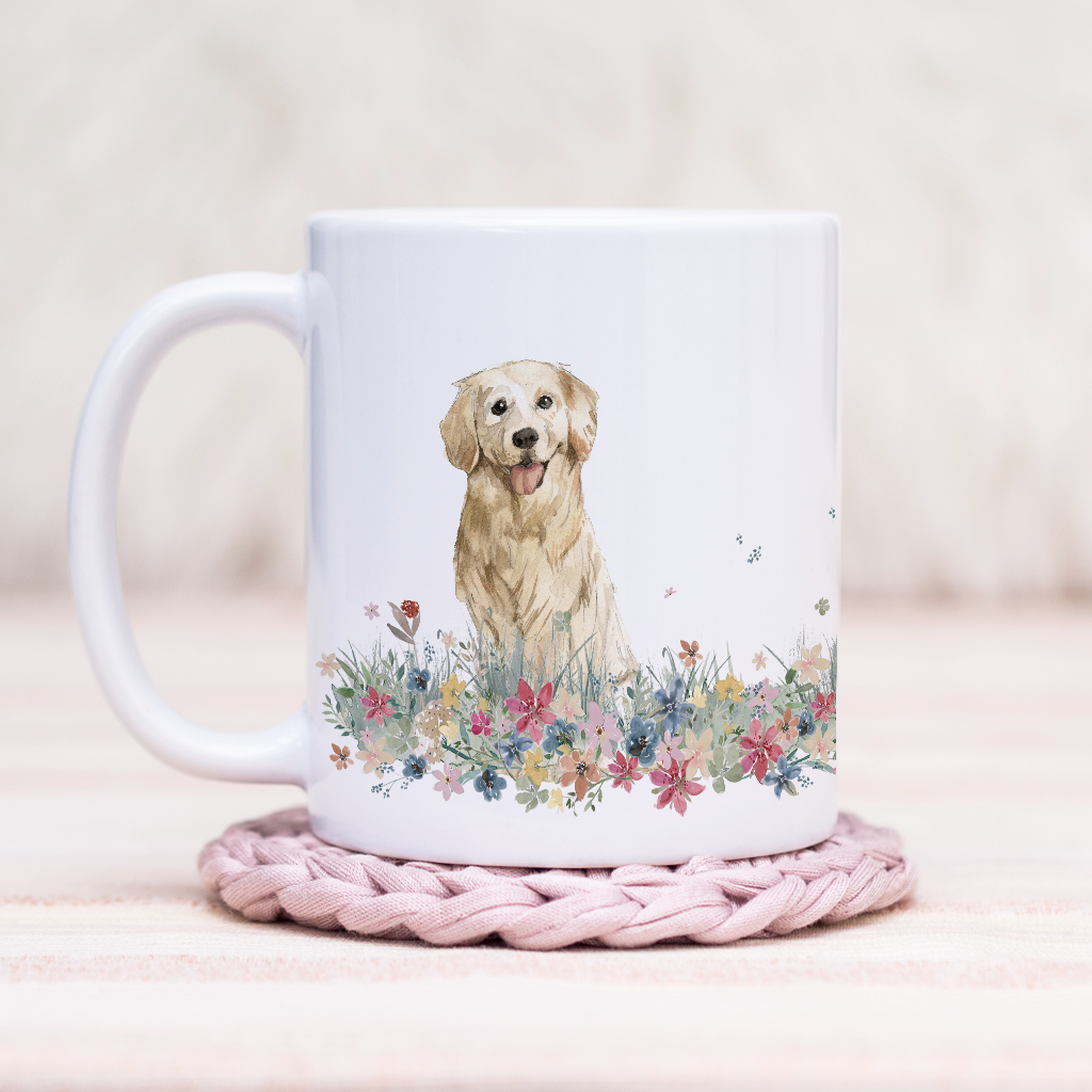 Golden Retriever Floral Wrap Mug