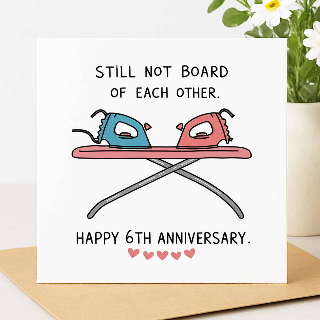 Still Not Board of Each Other – Happy 6th Anniversary card