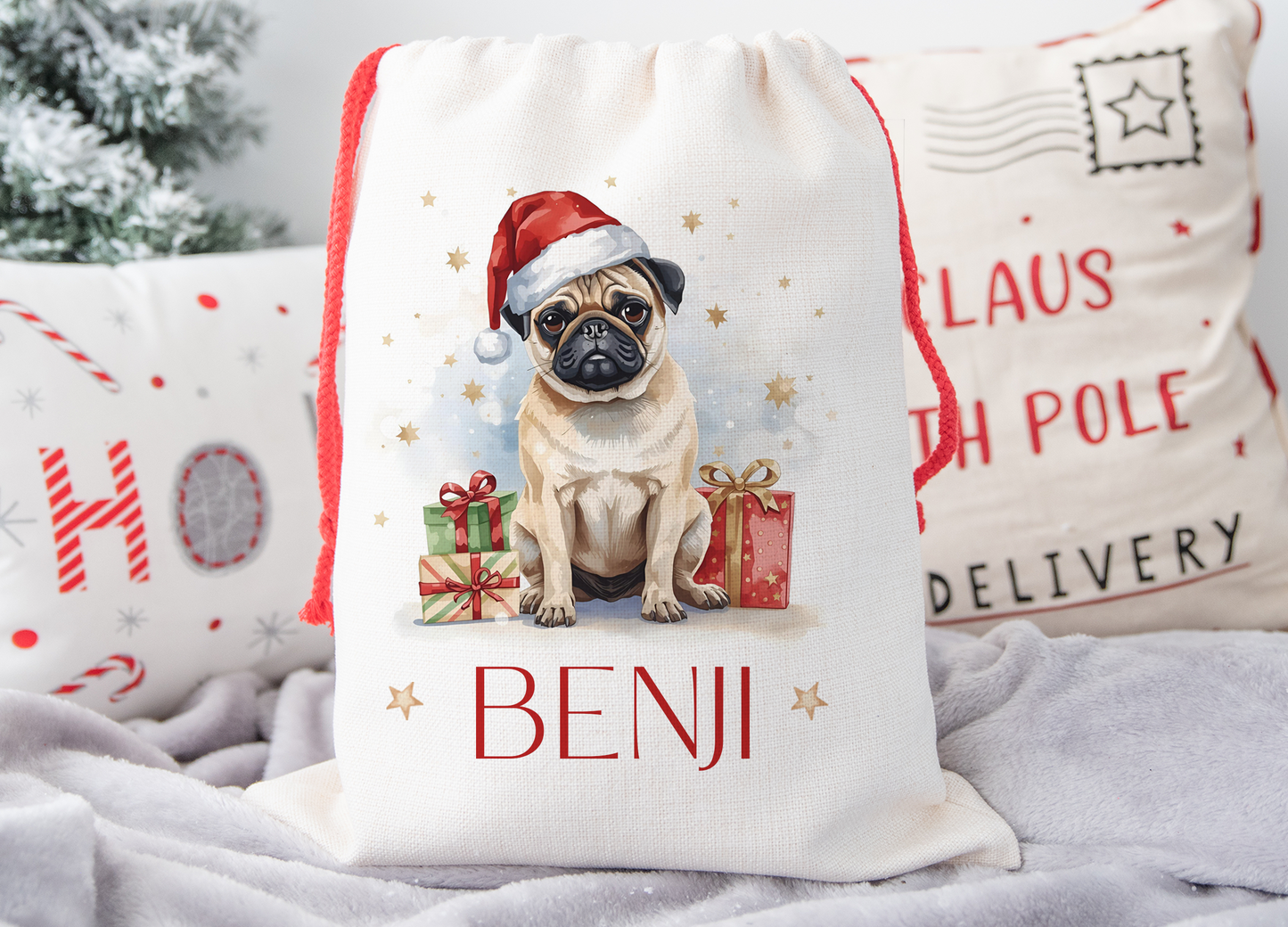 Pug Christmas Sack