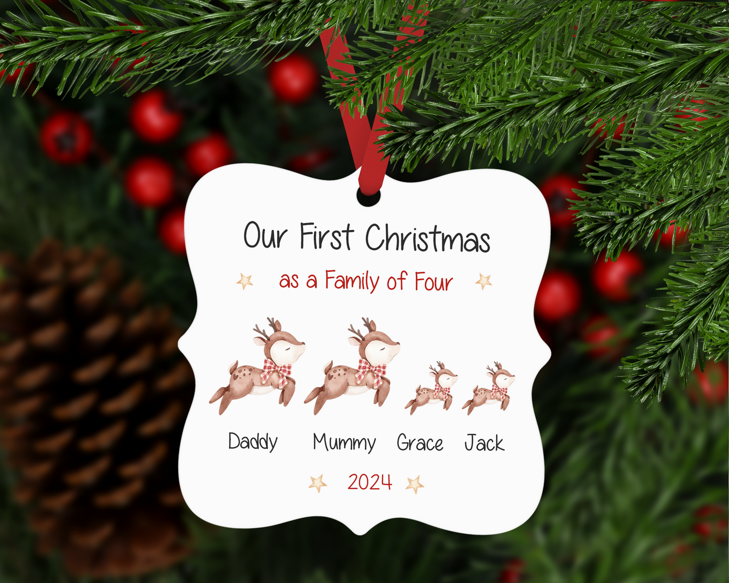 1st Christmas Reindeer Family Bauble