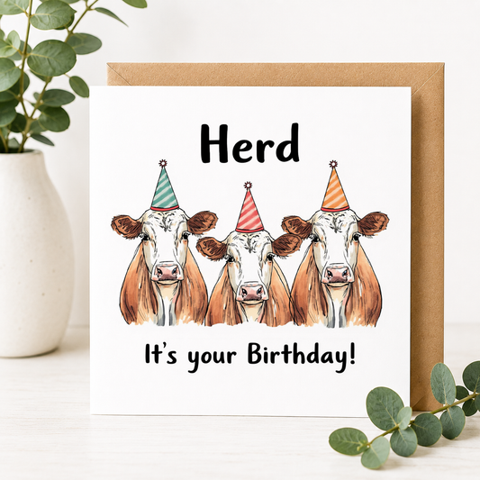 Funny Cow Birthday Card – Herd It's Your Birthday!
