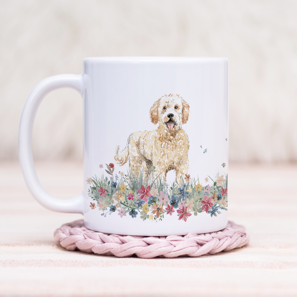 Golden Doodle Floral Wrap Mug