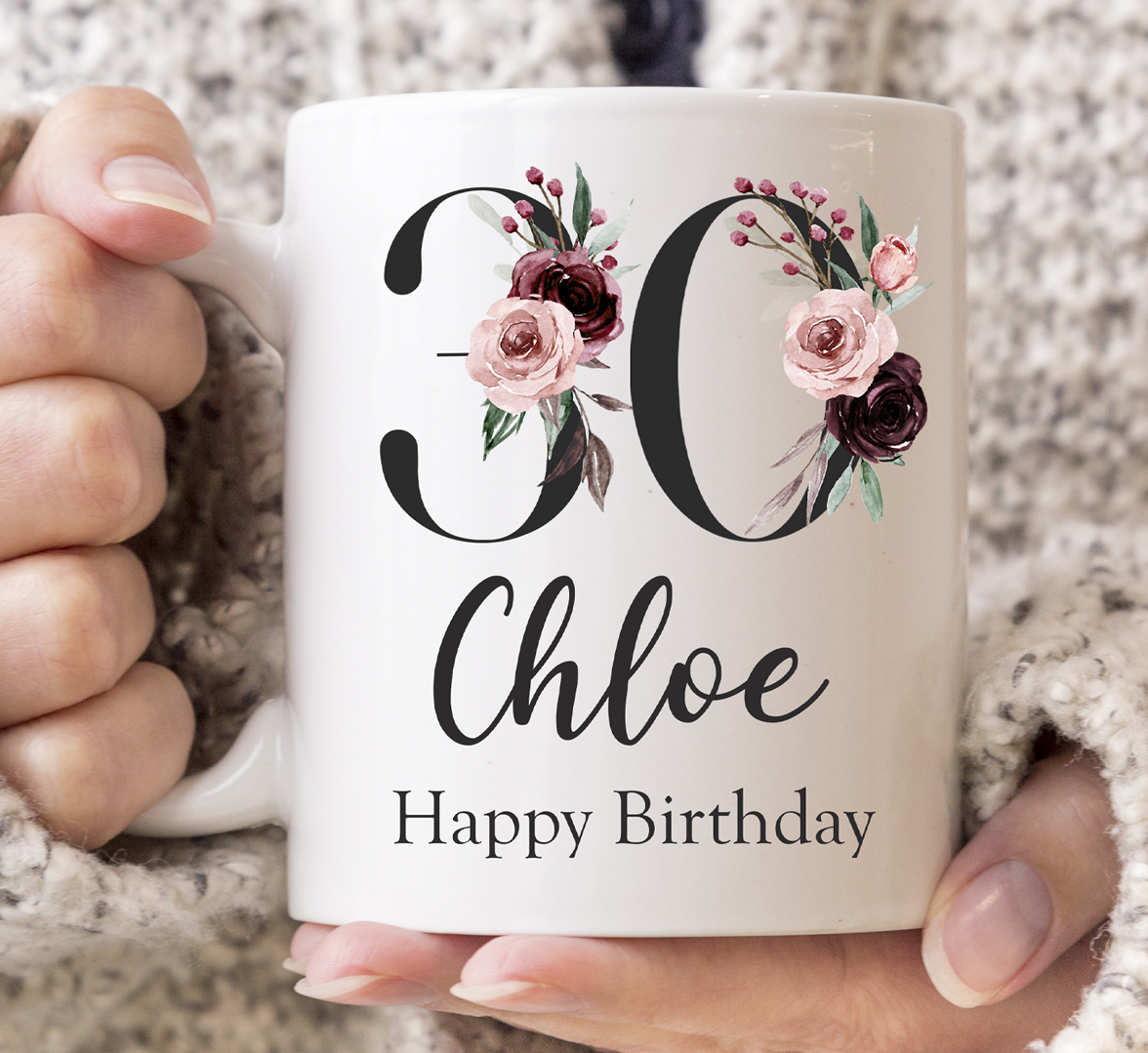 Floral 30th Birthday Mug