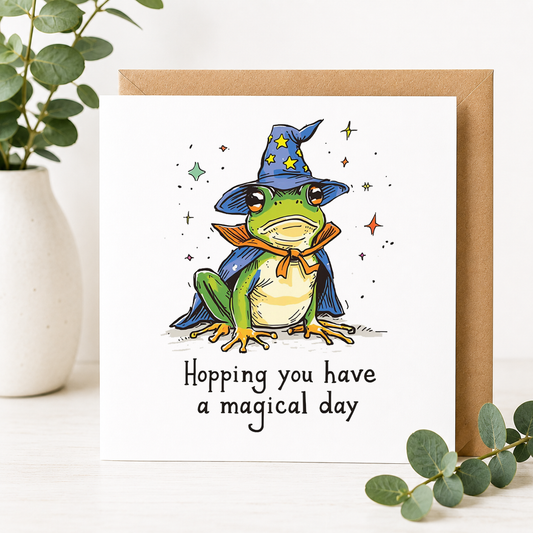 Frog Birthday Card – Hopping You Have a Magical Day