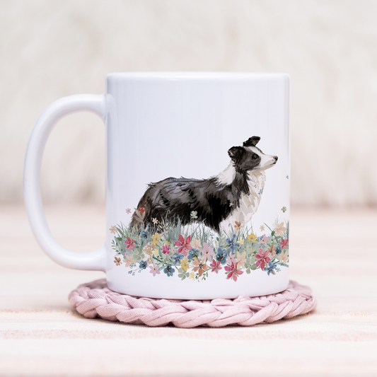 Border Collie Floral Wrap Mug