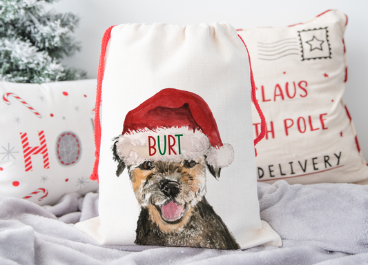 Personalised Border Terrier Christmas Sack