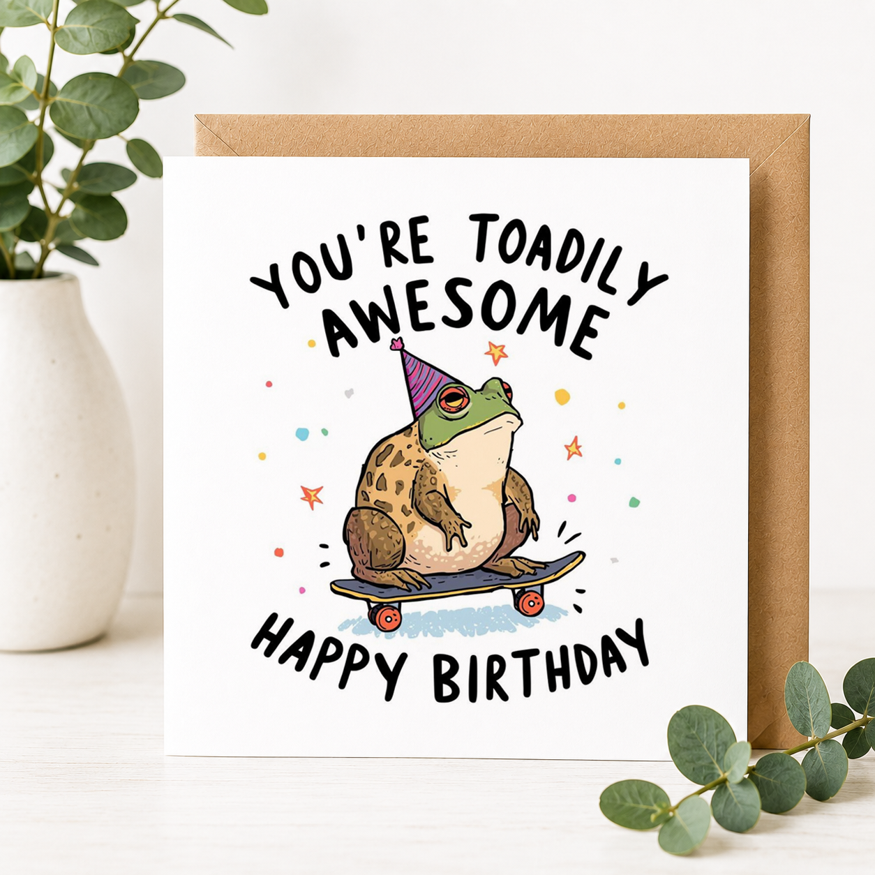 Funny Frog Birthday Card – "You're Toadily Awesome"
