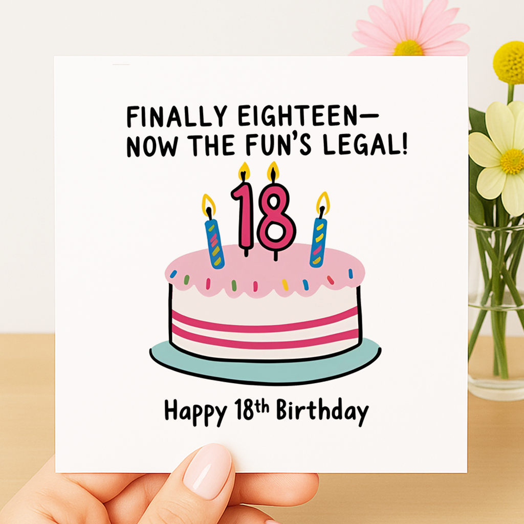 Finally Eighteen – Now the Fun’s Legal! birthday card