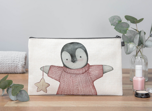 Penguin With Star Makeup Bag