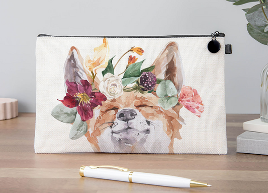 Floral Fox Makeup Bag