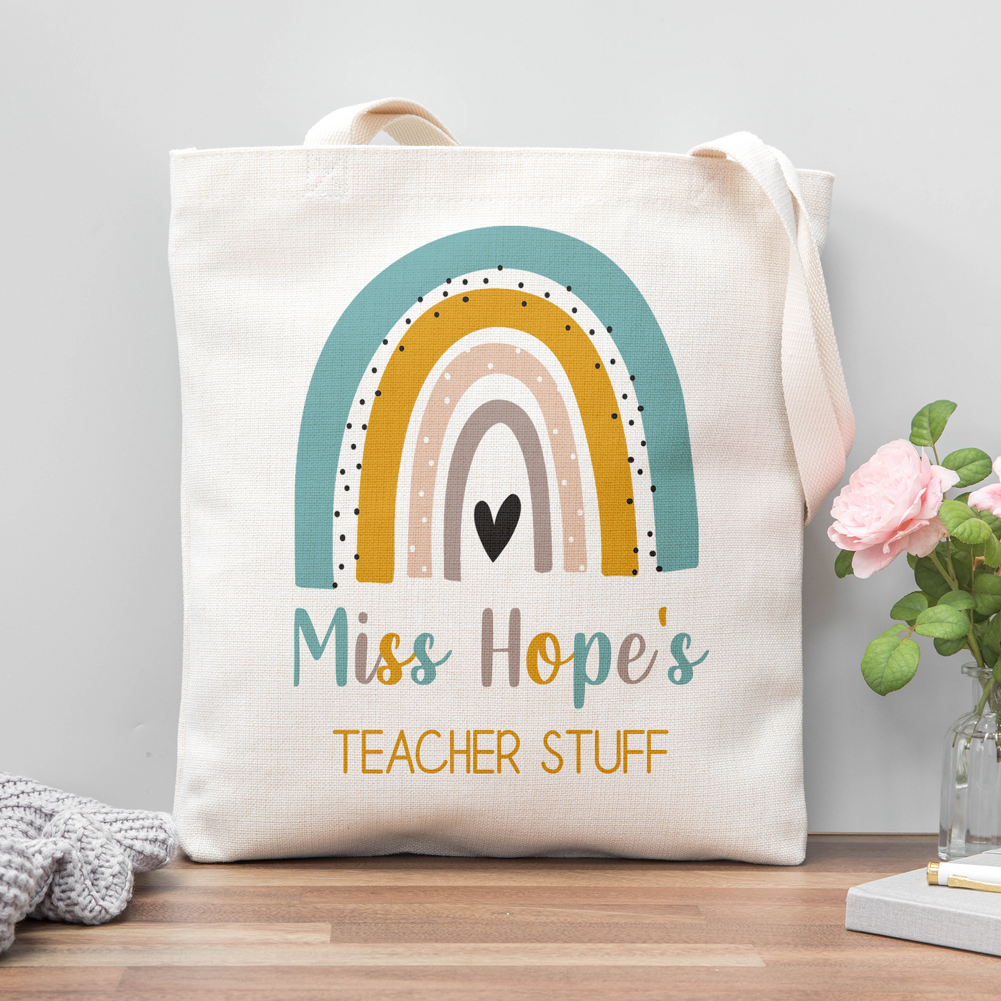 Rainbow Teacher Tote Bag