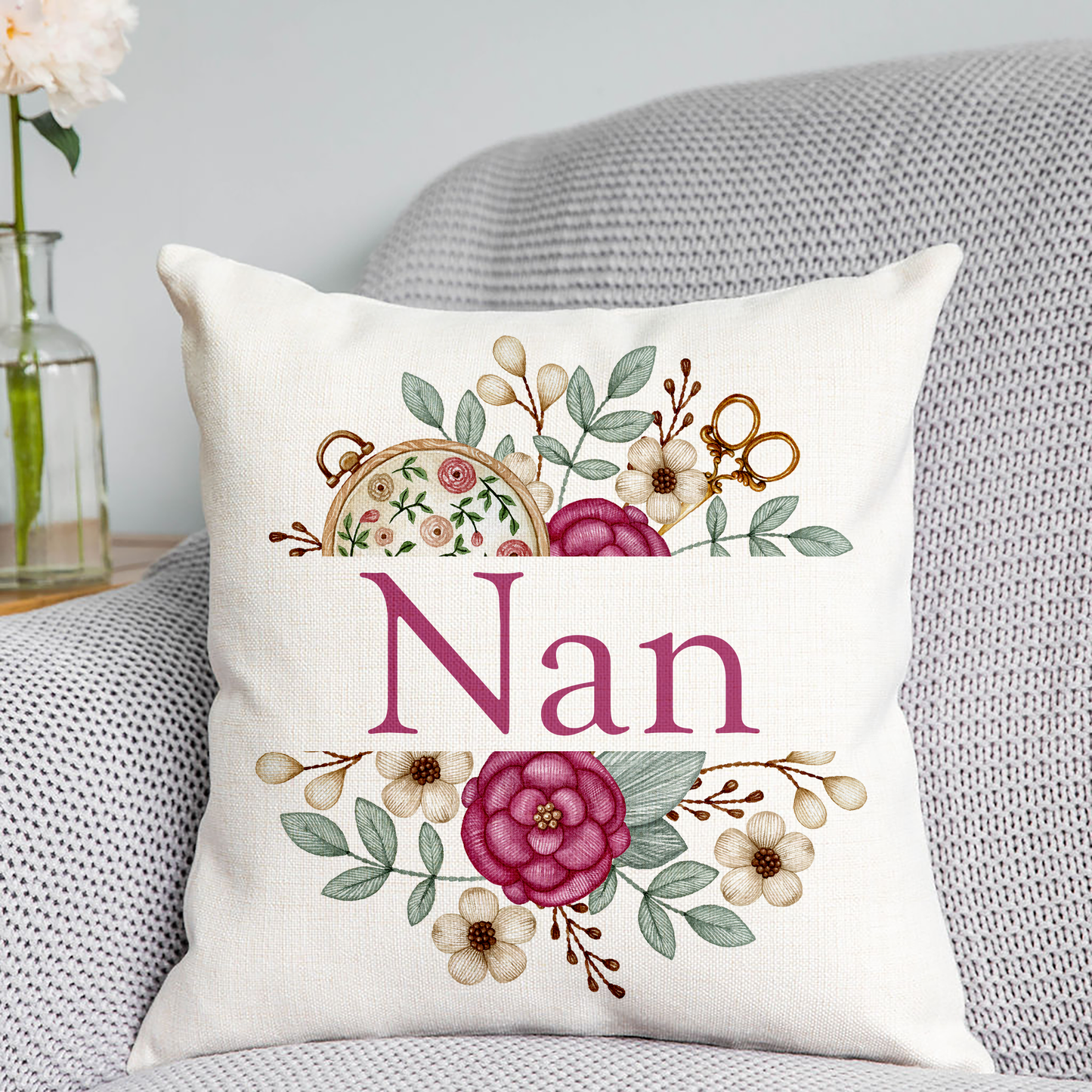 Cross Stitch Themed Nanny Cushion