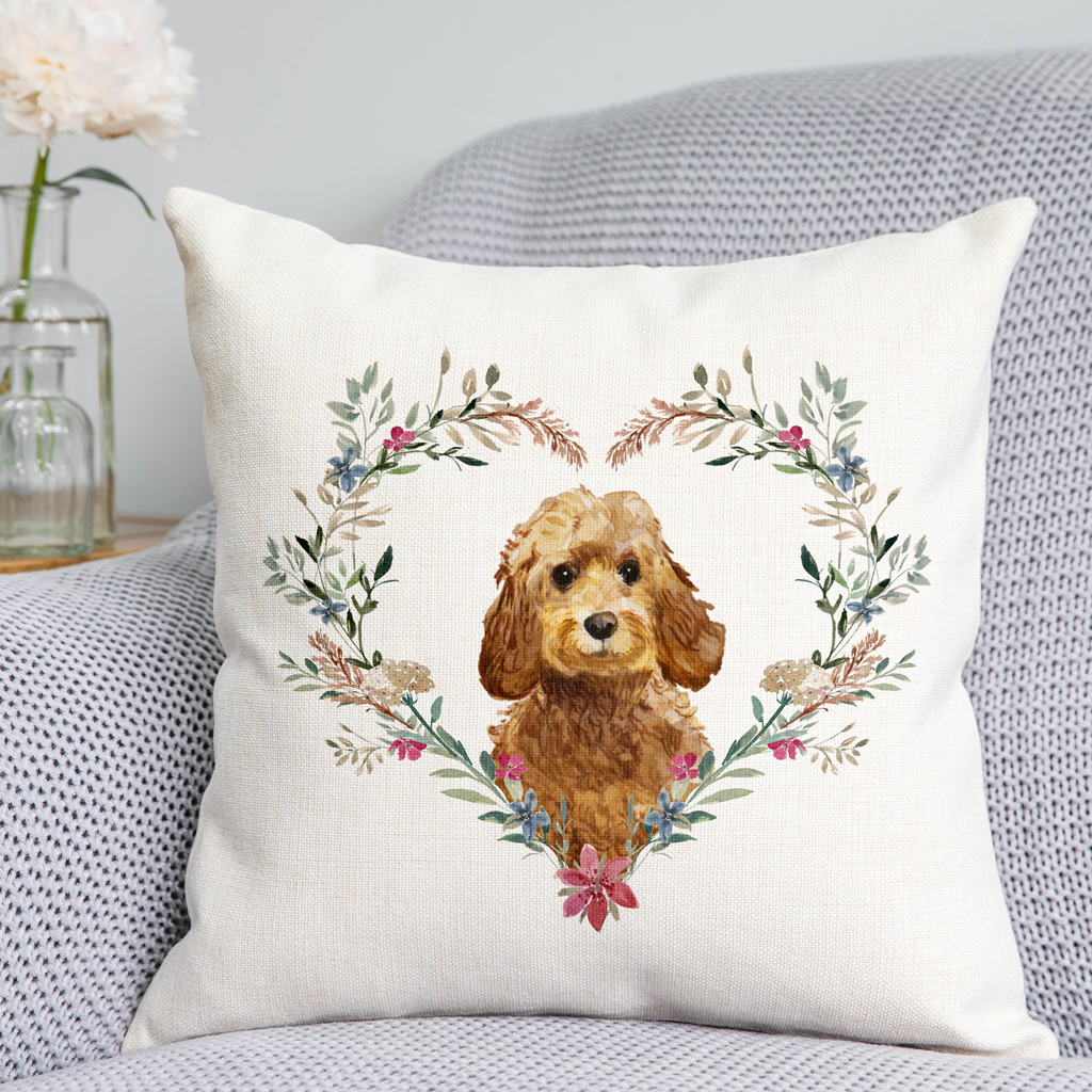 Floral Cockapoo Cushion